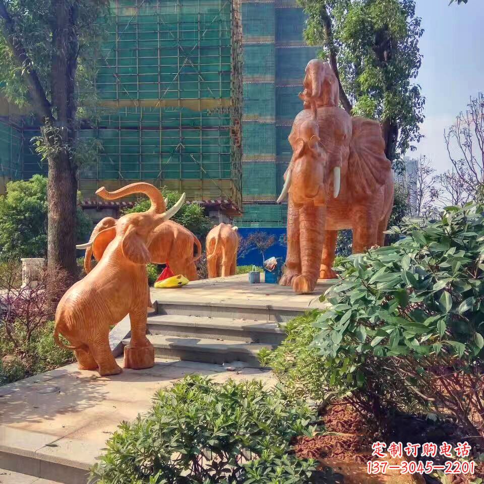 江西玻璃钢卡通大象雕塑-小区园林动物景观雕塑