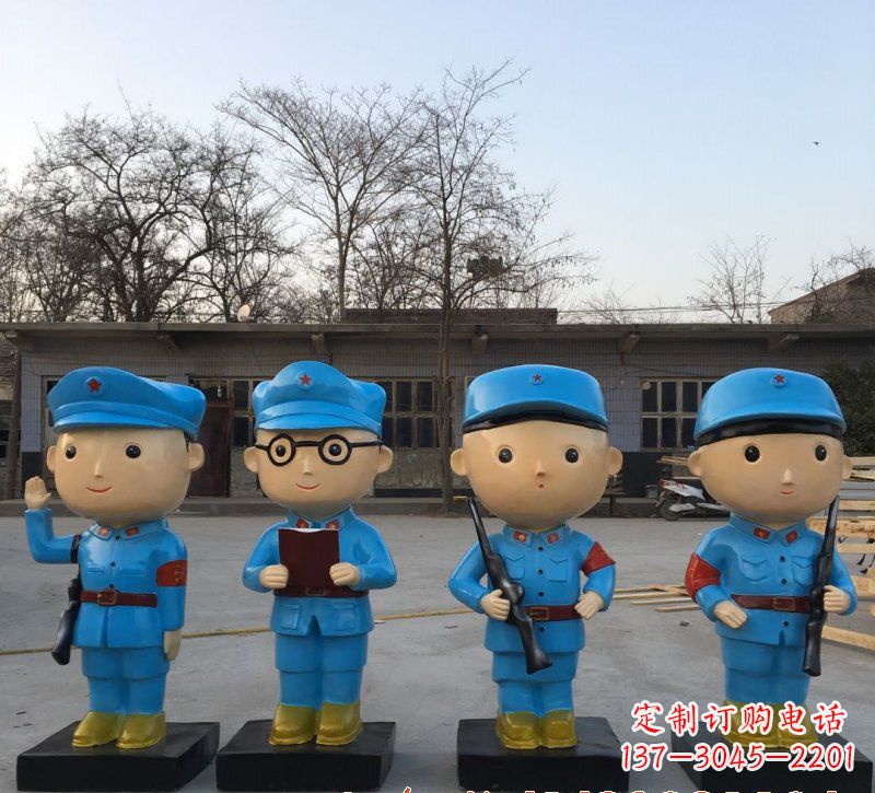 江西玻璃钢卡通红军雕塑