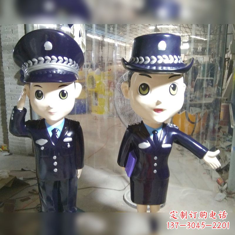 江西玻璃钢卡通警察雕塑