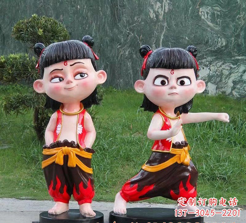 江西玻璃钢卡通哪吒人物雕塑