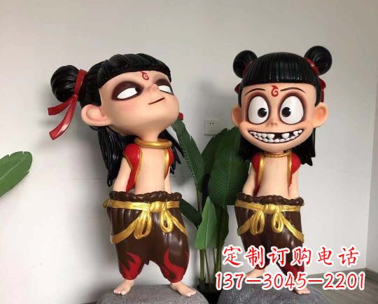 江西玻璃钢卡通哪吒雕塑
