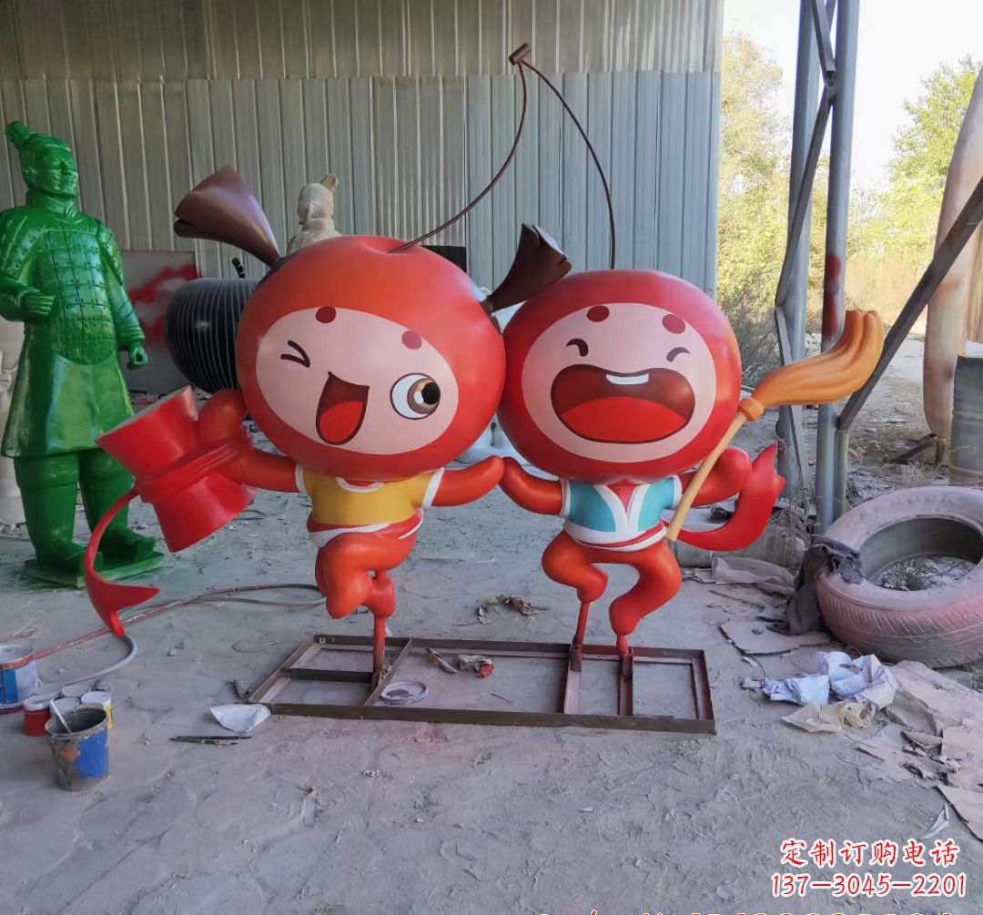 江西玻璃钢卡通苹果雕塑