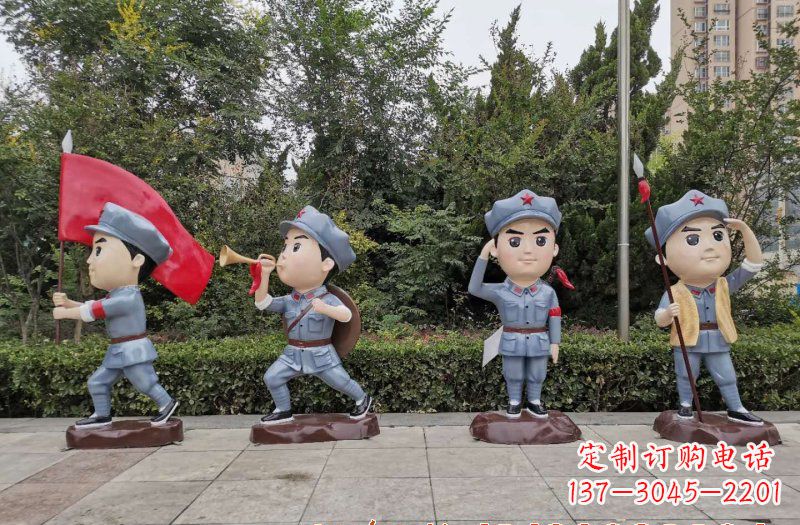 江西玻璃钢卡通小红军雕塑