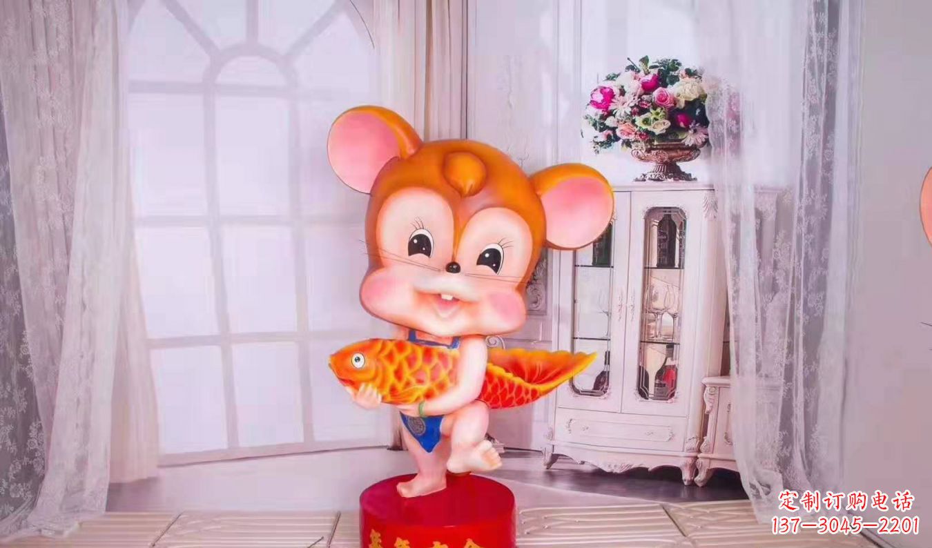 江西玻璃钢卡通小老鼠雕塑卡通吉祥物