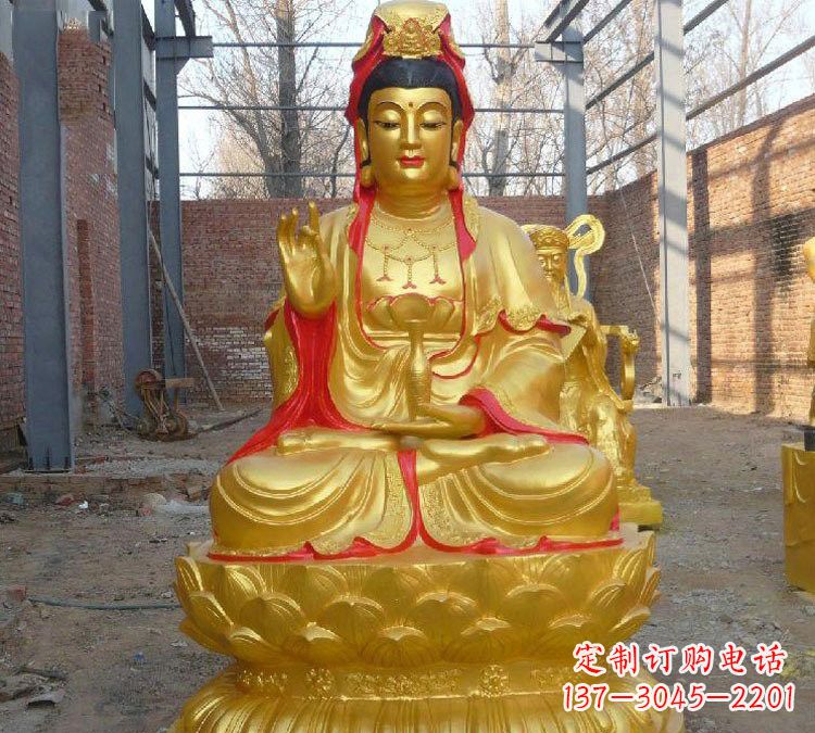 江西玻璃钢漆金观音菩萨雕塑