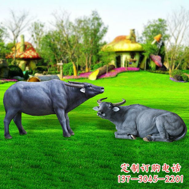 江西玻璃钢水牛雕塑-农场农家院仿真动物摆件