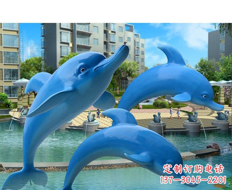 江西玻璃钢跳跃的海豚雕塑