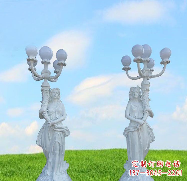 江西美女雕塑玻璃钢西方美女路灯的艺术精髓