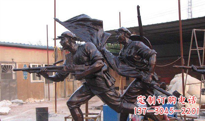 江西玻璃钢战士仿铜人物雕塑