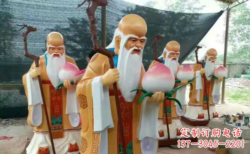 江西玻璃钢宗教庙宇神像彩绘老寿星雕塑