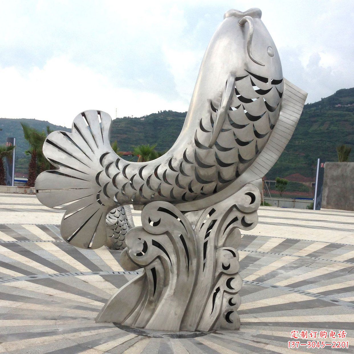 江西不锈钢“鱼”园林水景喷泉动物景观雕塑