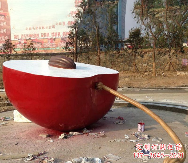 江西不锈钢半块苹果雕塑