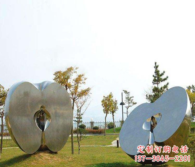 江西不锈钢半块苹果雕塑 (2)