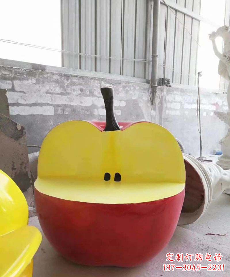 江西不锈钢半块苹果座椅雕塑