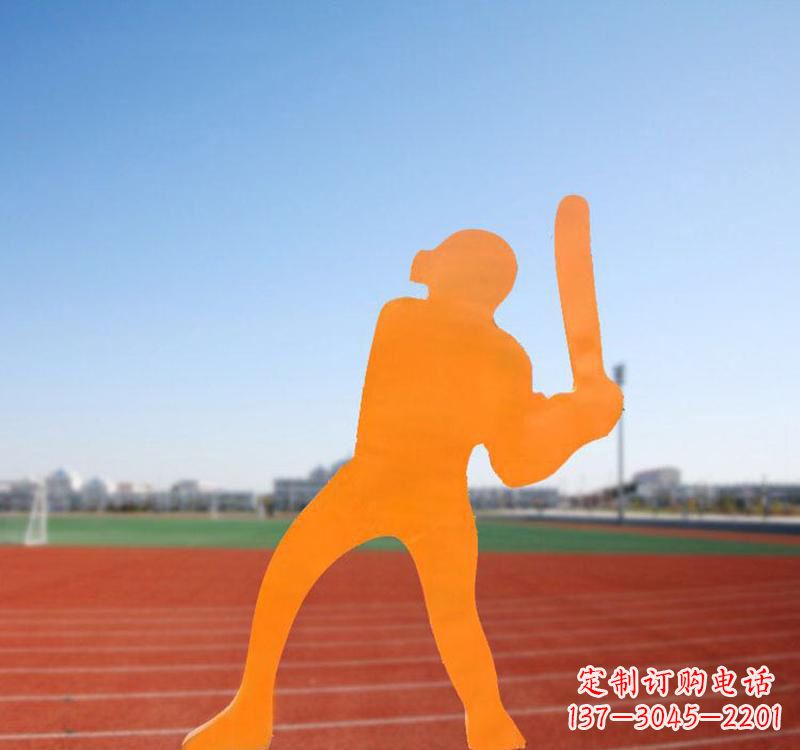 江西不锈钢棒球运动人物雕塑