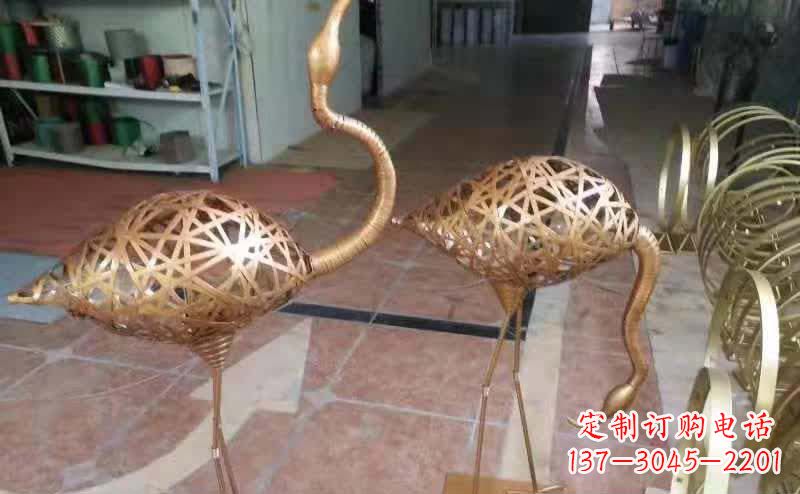 江西不锈钢编制动物仙鹤雕塑