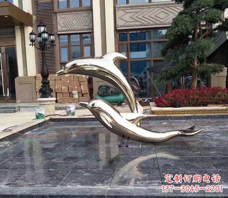 江西不锈钢别墅海豚装饰雕塑