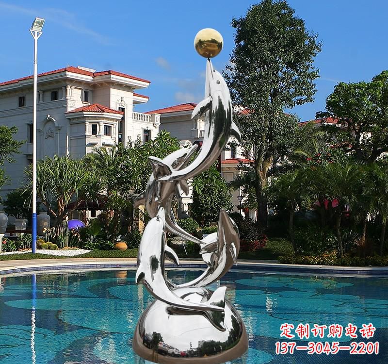 江西不锈钢别墅海豚雕塑