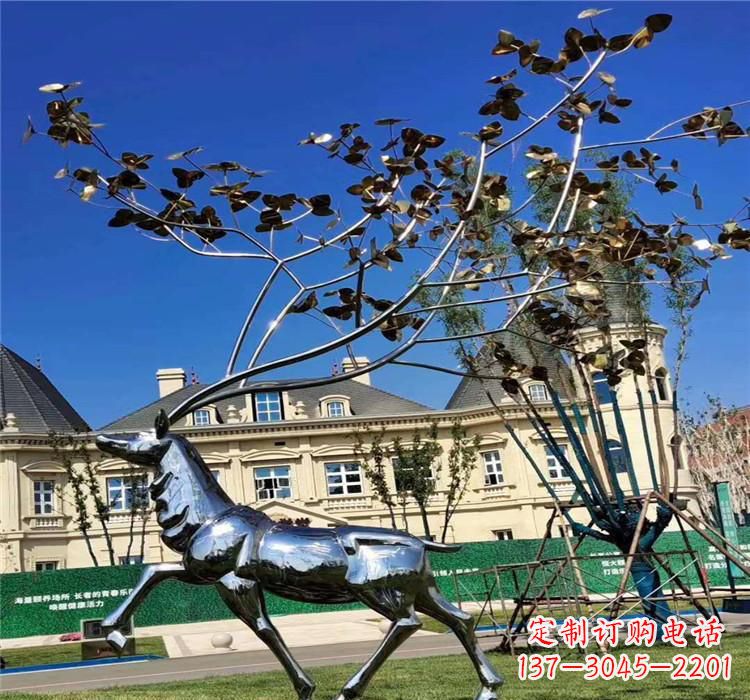 江西不锈钢别墅梅花鹿雕塑