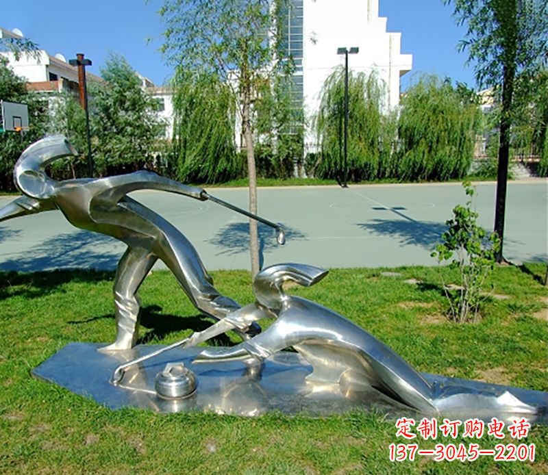 江西不锈钢冰壶雕塑 (2)
