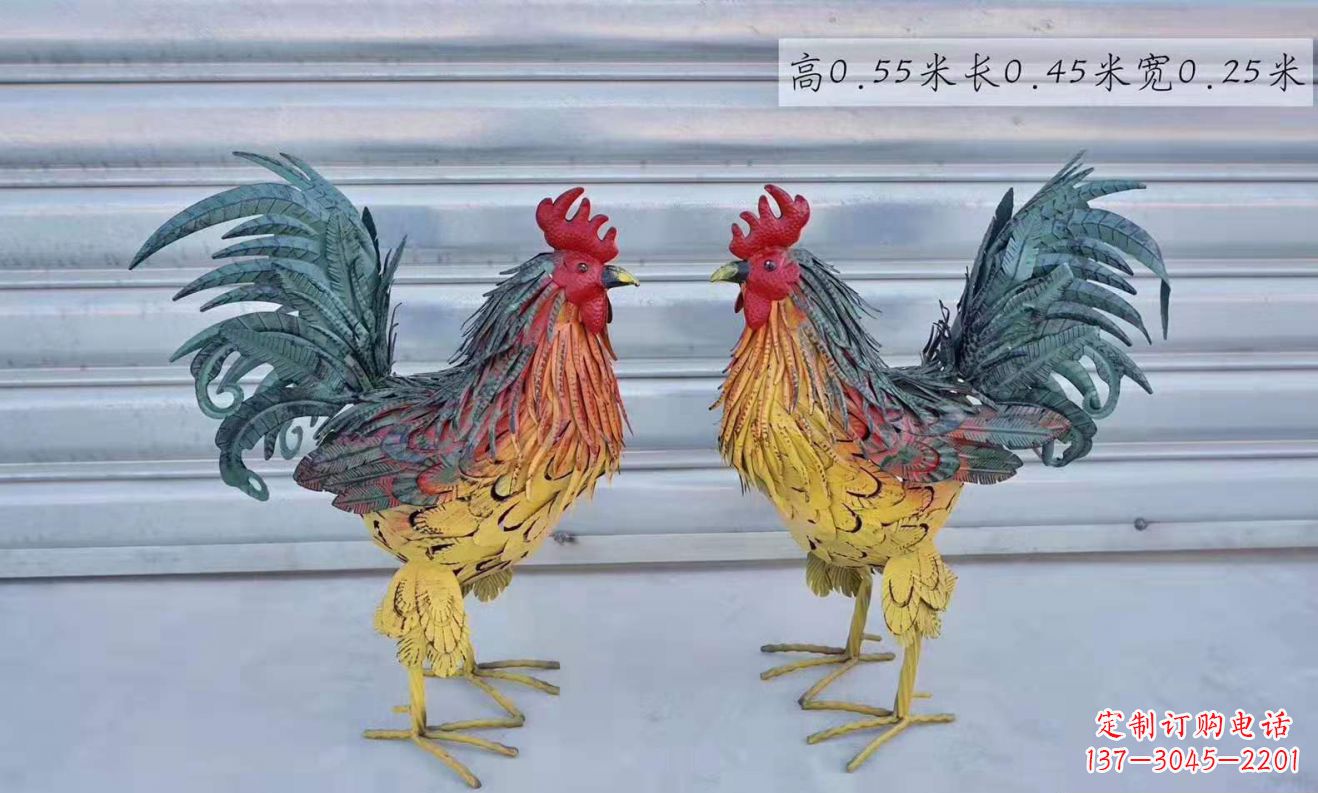 江西不锈钢彩绘公鸡雕塑广场景观雕塑