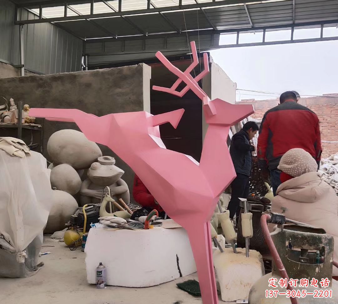 江西不锈钢彩绘小鹿雕塑