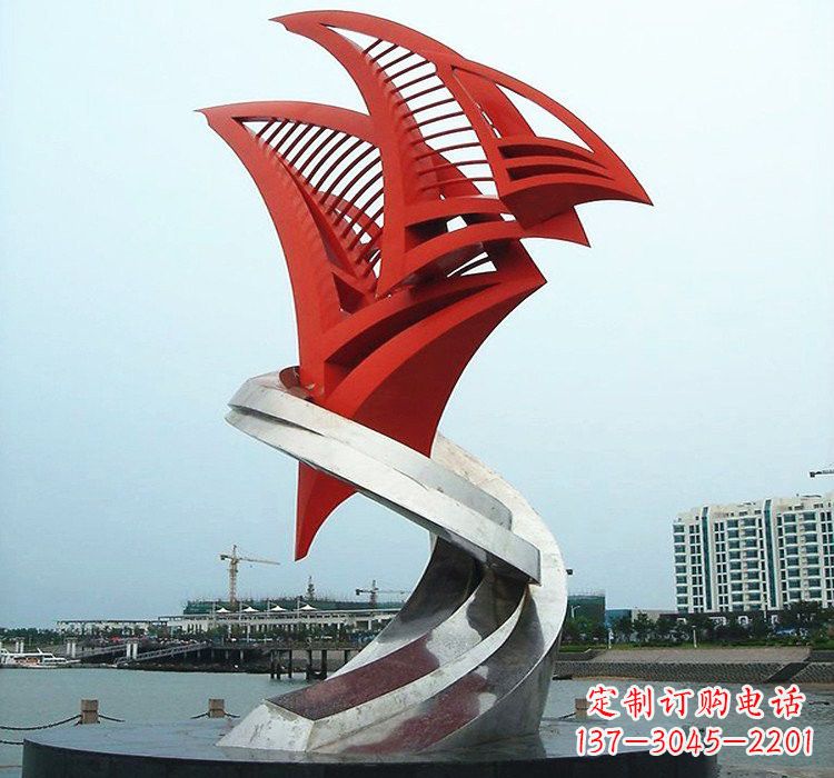 江西不锈钢彩色帆船雕塑