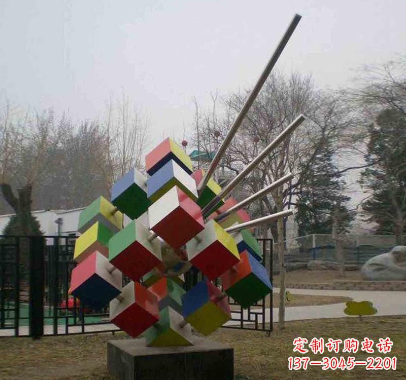 江西不锈钢彩色魔方雕塑