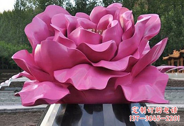 江西不锈钢彩色牡丹花雕塑