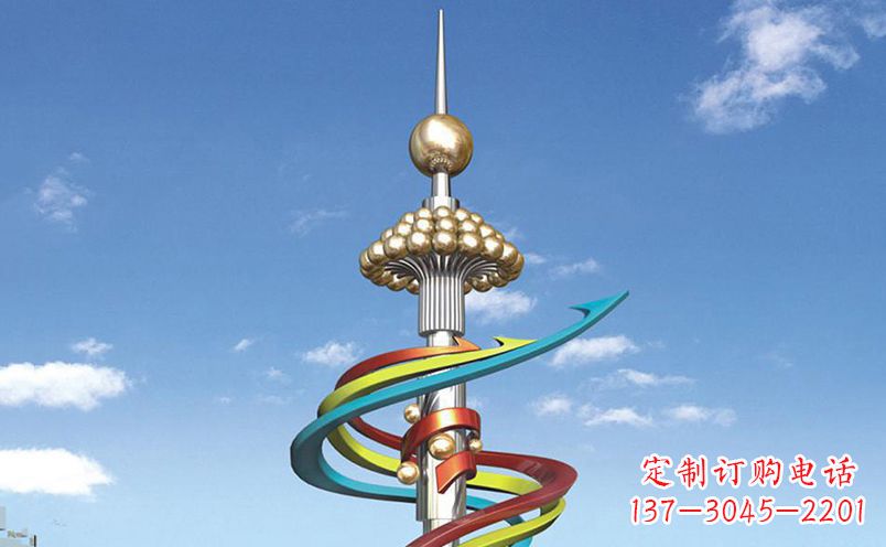 江西不锈钢彩色飘带广场景观雕塑