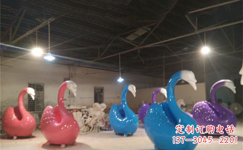 江西不锈钢彩色天鹅动物雕塑