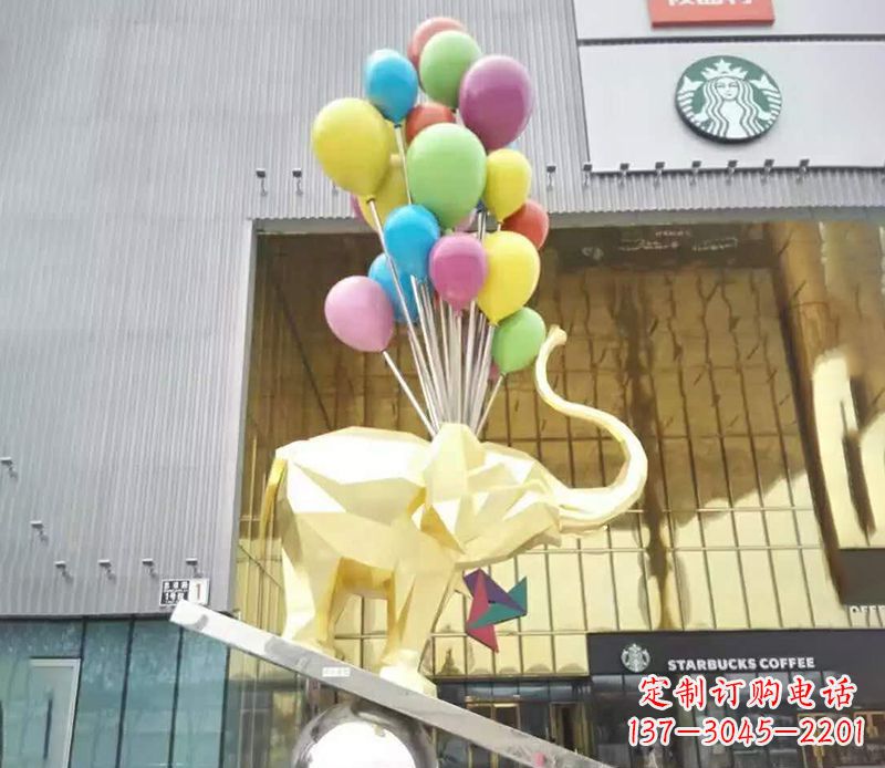 江西不锈钢踩球的小象雕塑