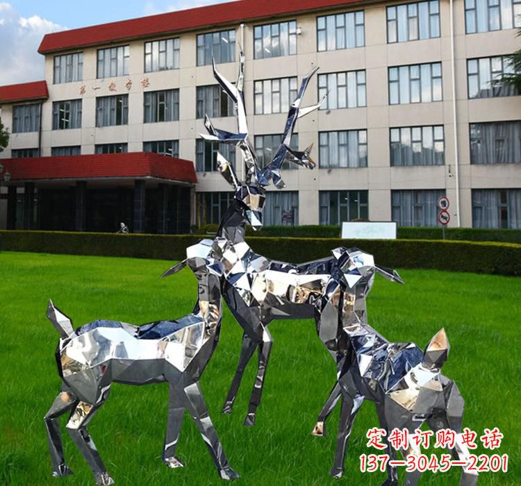 江西不锈钢草坪麋鹿雕塑