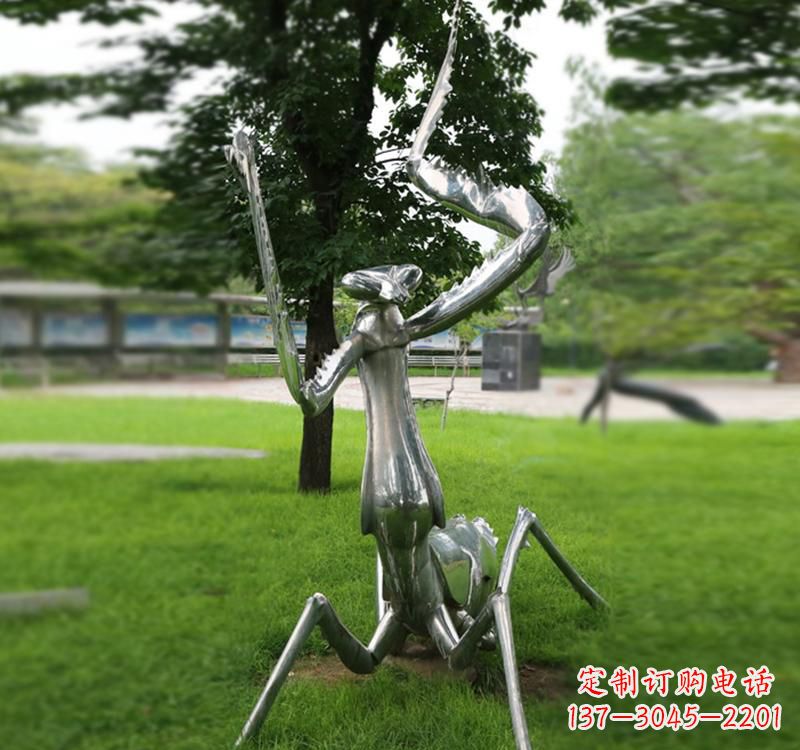 江西不锈钢草坪螳螂雕塑