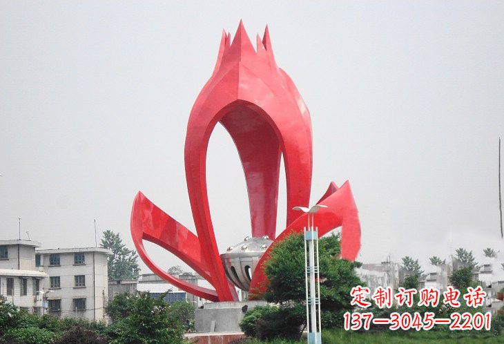 江西不锈钢城市抽象莲花和莲蓬雕塑