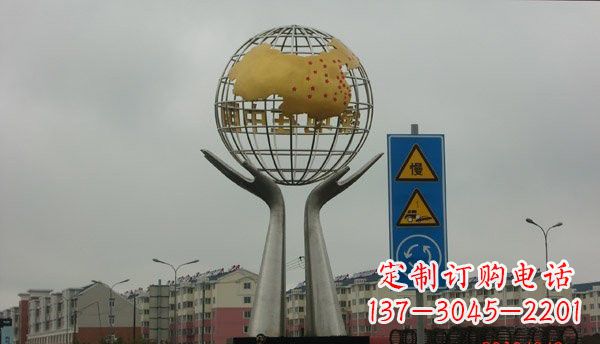 江西不锈钢城市景观手捧地球雕塑