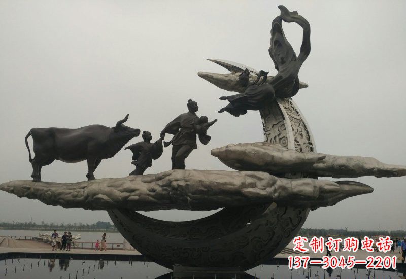 江西不锈钢牛郎织女雕塑传说中的爱情