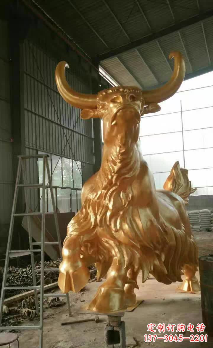 江西不锈钢城市钛金牦牛雕塑
