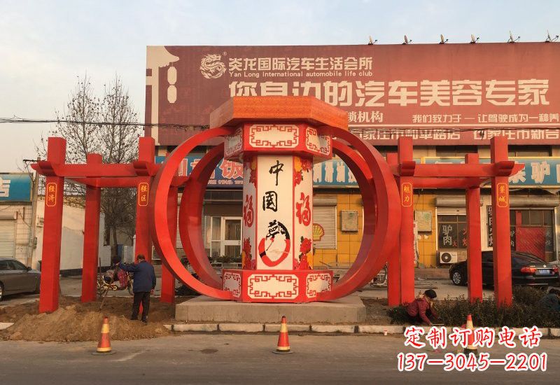 江西不锈钢灯笼雕塑——中国梦的象征