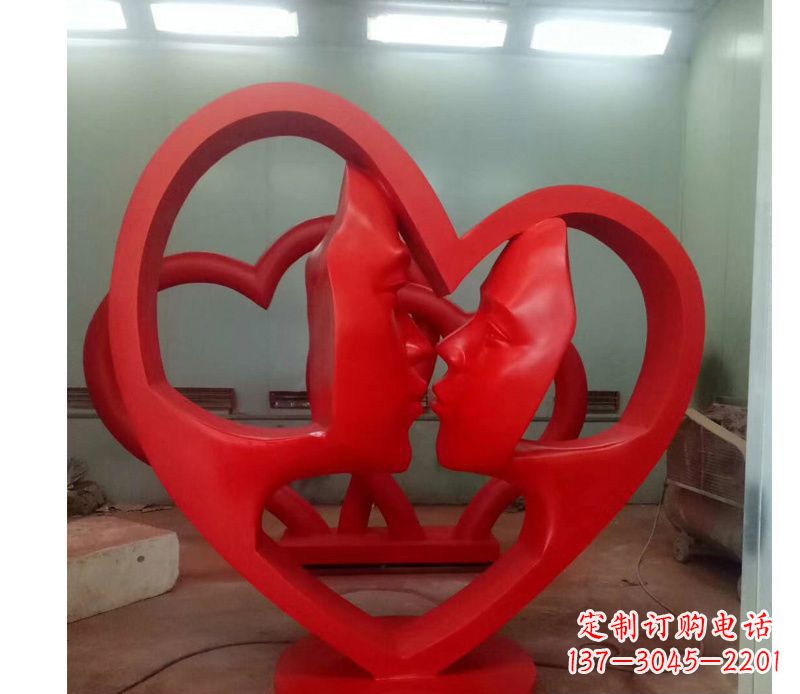 江西不锈钢抽象爱心造型情侣雕塑
