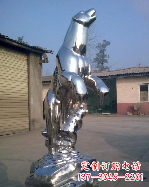 江西不锈钢抽象北极熊雕塑