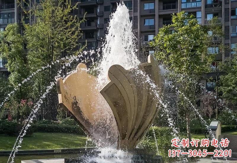 江西不锈钢抽象贝壳喷泉雕塑