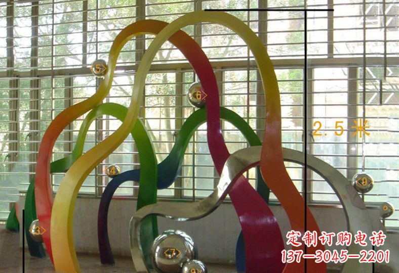 江西不锈钢抽象彩色假山雕塑