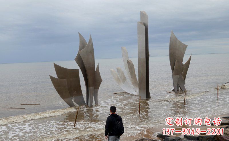 江西不锈钢抽象船帆海边景观雕塑