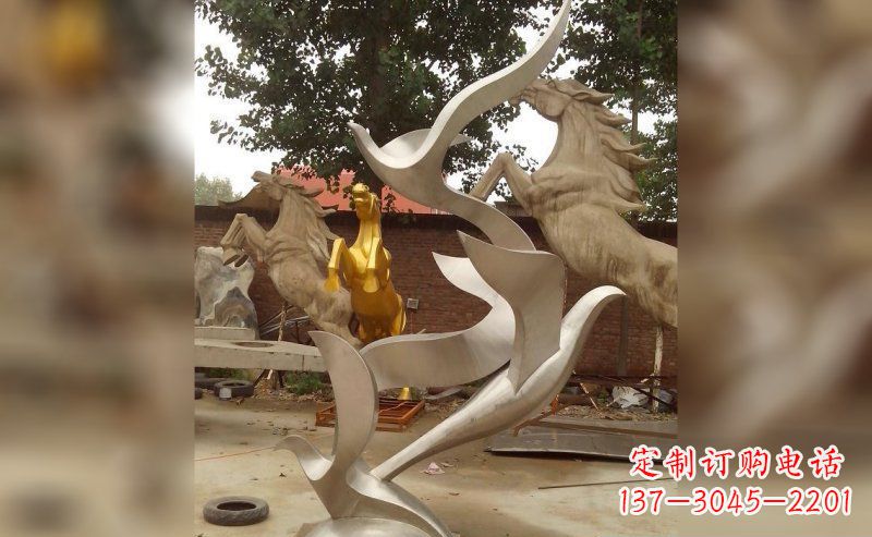 江西不锈钢抽象大雁鸽子雕塑 (2)