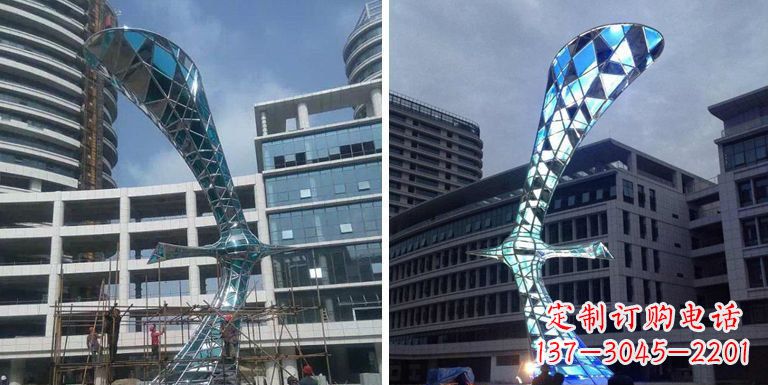江西不锈钢抽象大雁景观雕塑