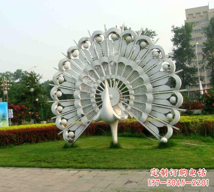 江西不锈钢抽象动物孔雀雕塑
