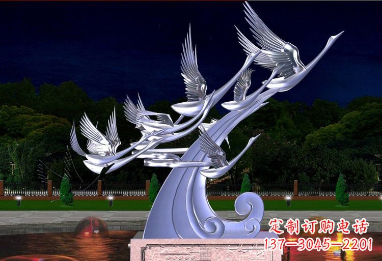 江西不锈钢抽象飞翔的天鹅设计图