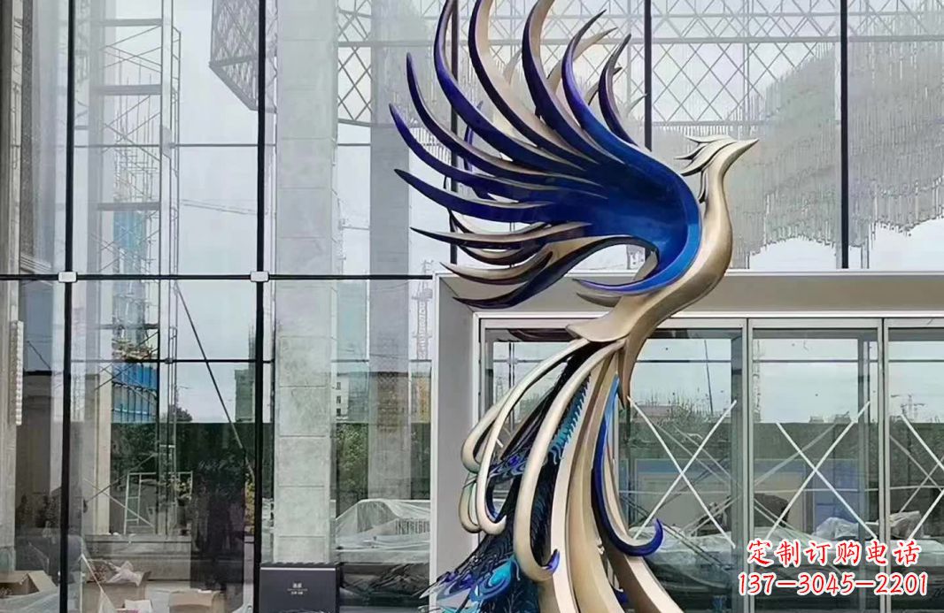 江西不锈钢抽象飞翔凤凰雕塑