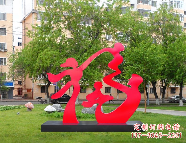 江西不锈钢抽象福字人物雕塑